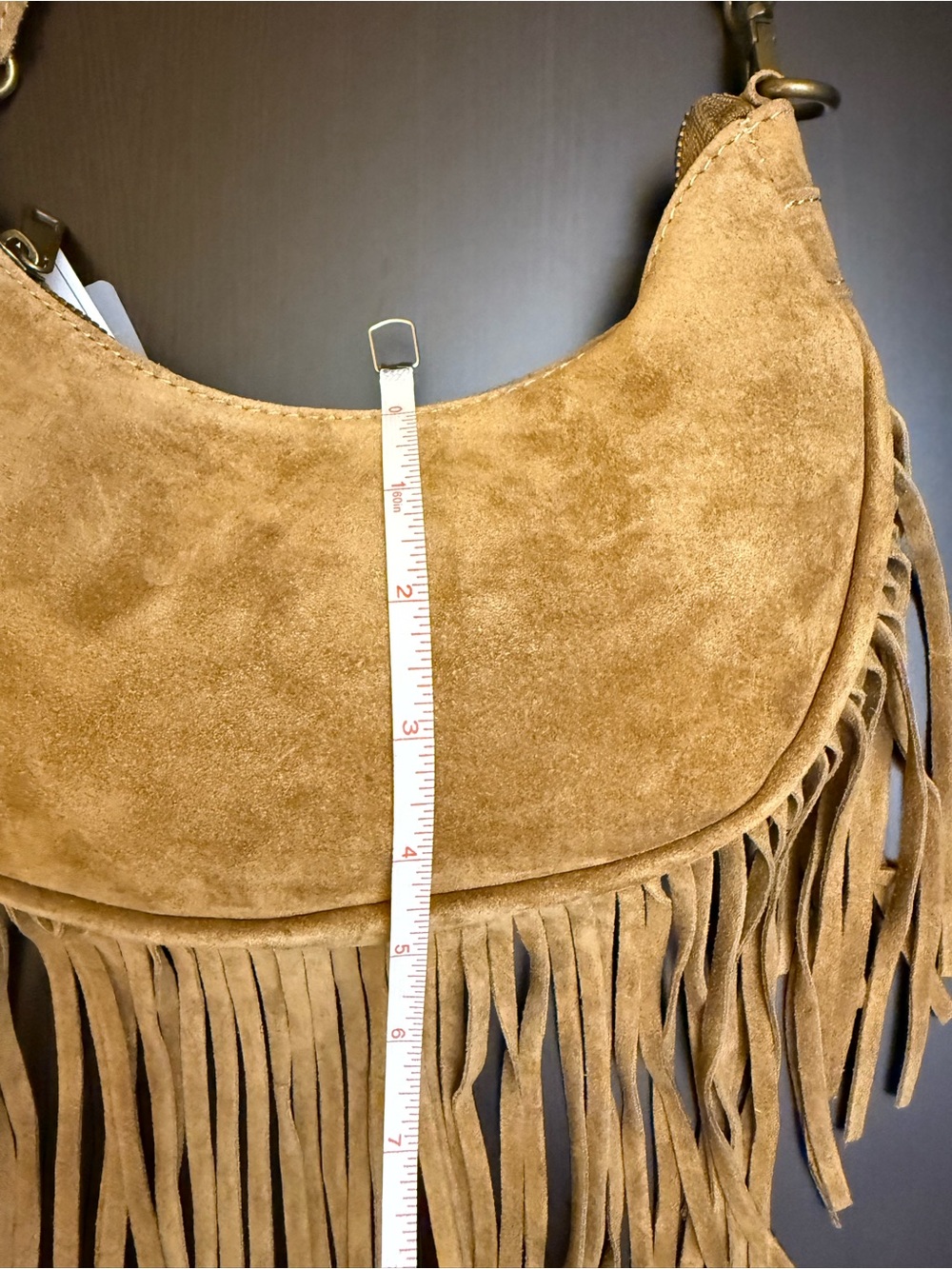 Marlon Genuine Leather Suede Fringe Shoulder-Crossbody Bag Made in Italy NWT - Picture 11 of 11